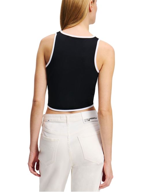 Canotta nera donna in cotone Karl Lagerfeld jeans | A2W17024999
